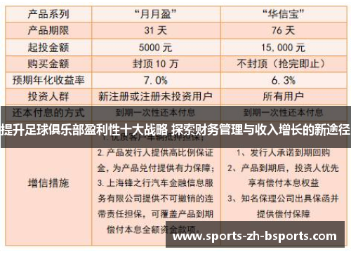 提升足球俱乐部盈利性十大战略 探索财务管理与收入增长的新途径 提升足球俱乐部盈利性十大战略 探索财务管理与收入增长的新途径