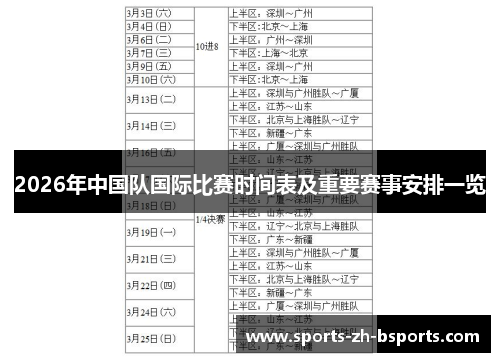 2026年中国队国际比赛时间表及重要赛事安排一览 2026年中国队国际比赛时间表及重要赛事安排一览